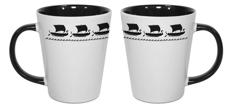 Viking Ship Black Latte Mug