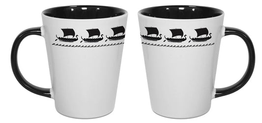 Viking Ship Black Latte Mug