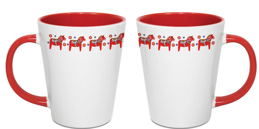 Red Dala Horses Latte Mug