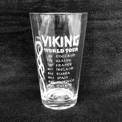 Viking World Tour Etched 16oz Pint Glass
