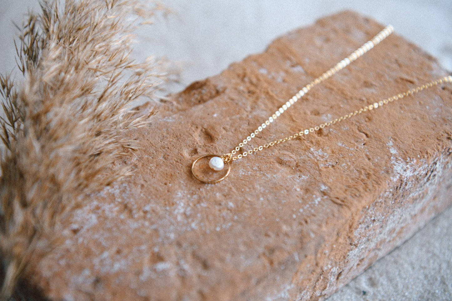 Golden Harmony Pearl Circle Necklace