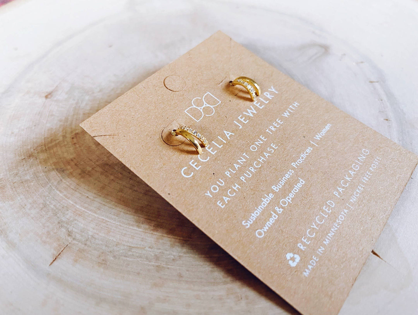 Half Hoop Earrings in 14k Gold Plated 925 Sterling
