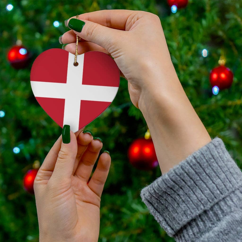 Danish Flag Heart Ornament