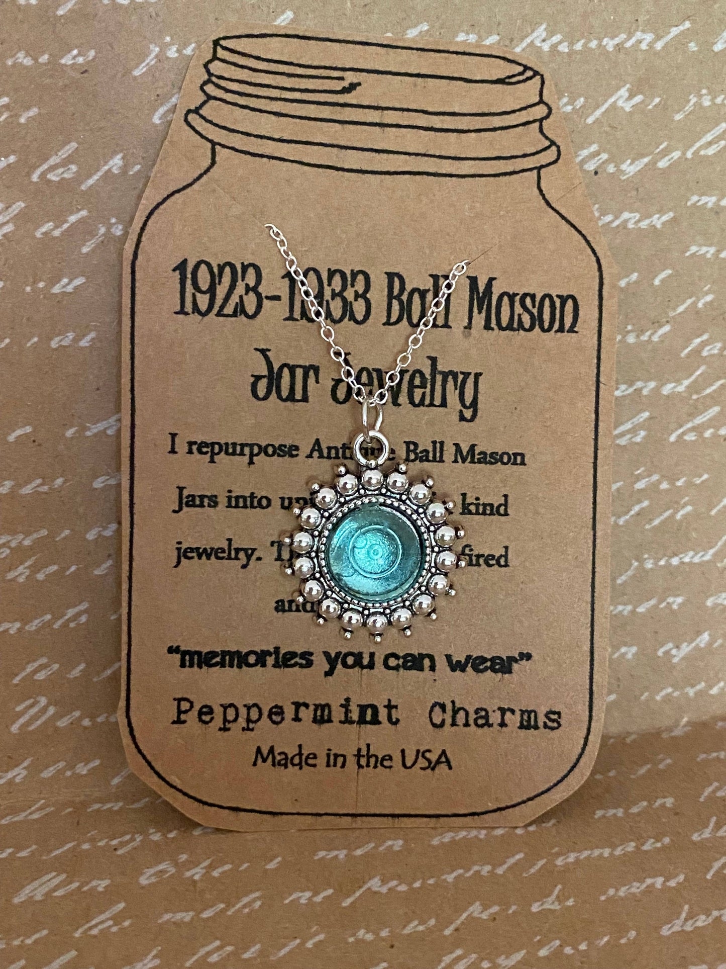 Antique Ball Jar Round Dot Sterling Silver Pendant