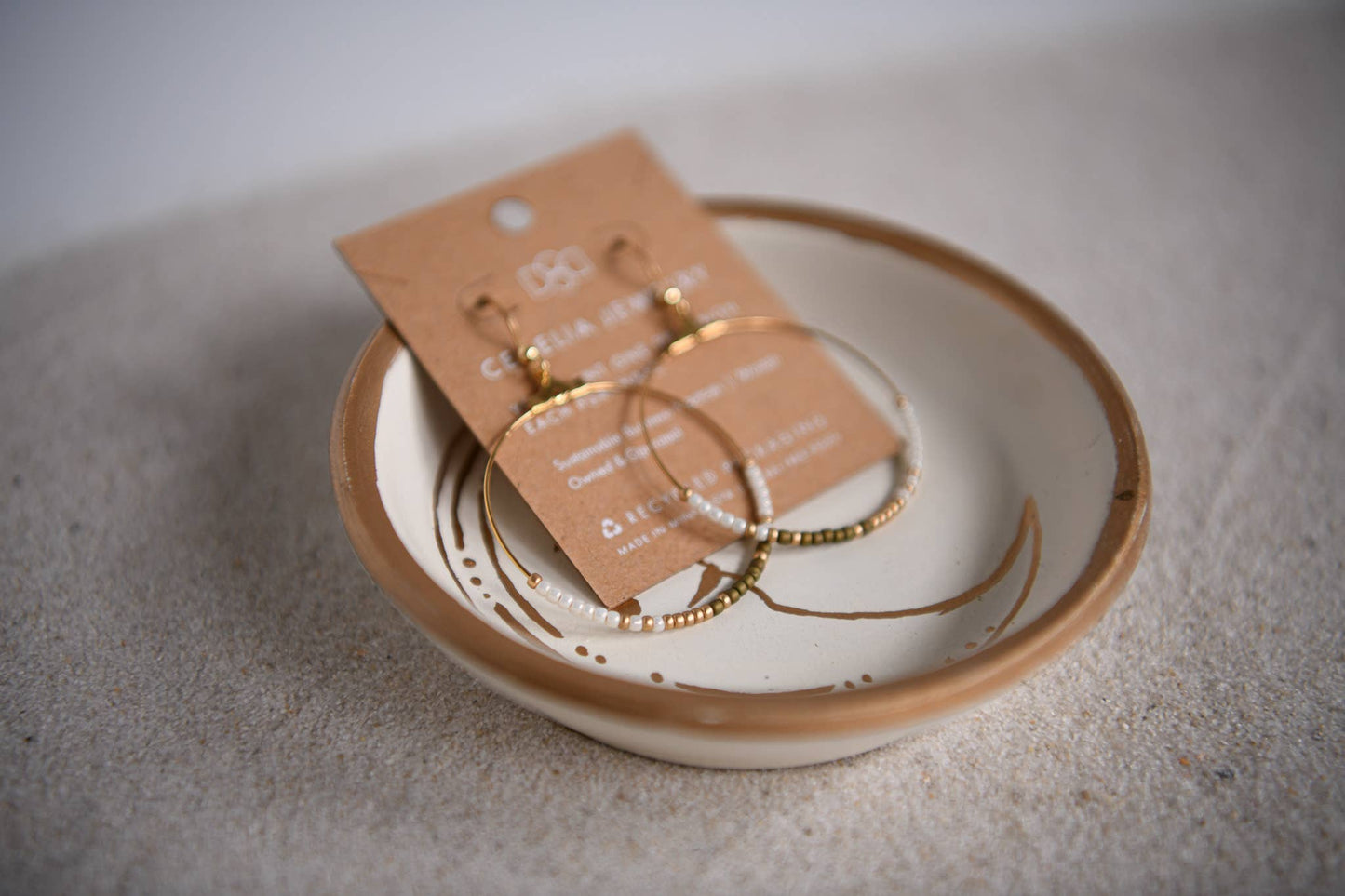 Seed Bead and Gold Plated Hoop Earring