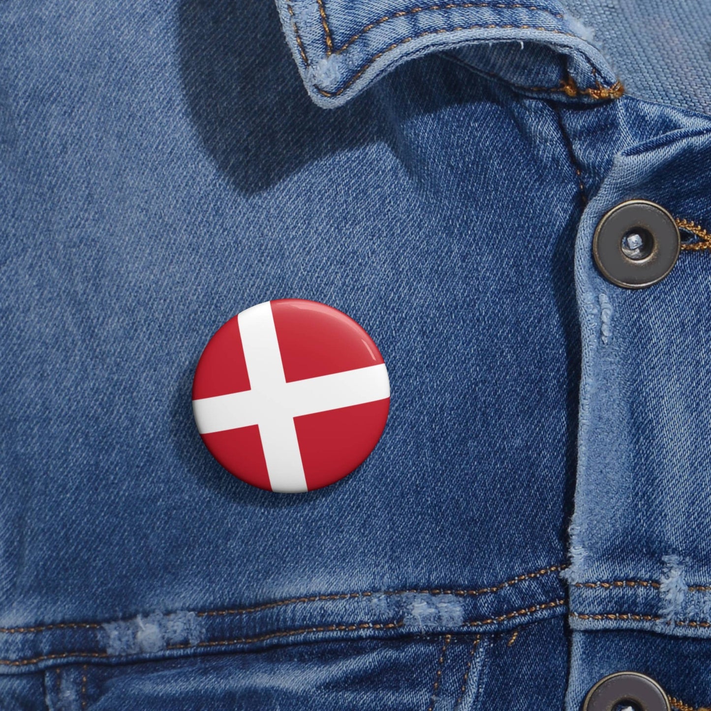 Danish Flag Pin Back Buttons