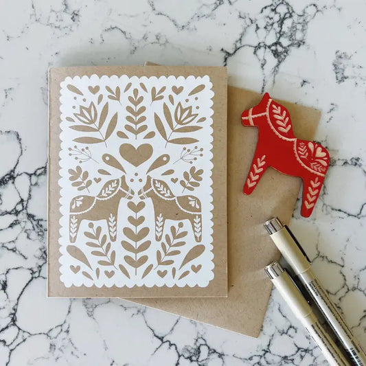 Swedish Dala Horse Greeting Card