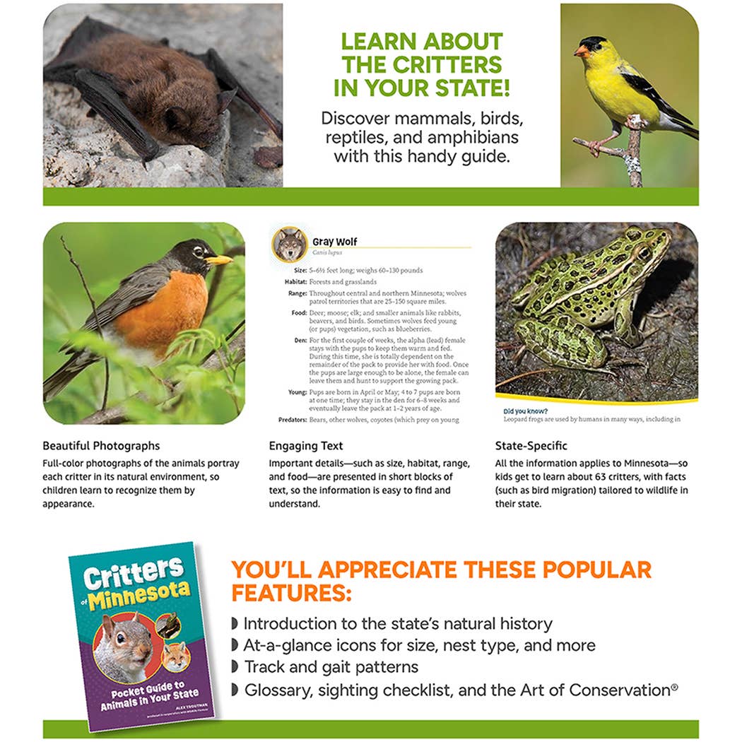 Critters of Minnesota: Pocket Guide to Animals in Your State (Wildlife Pocket Guides for Kids)