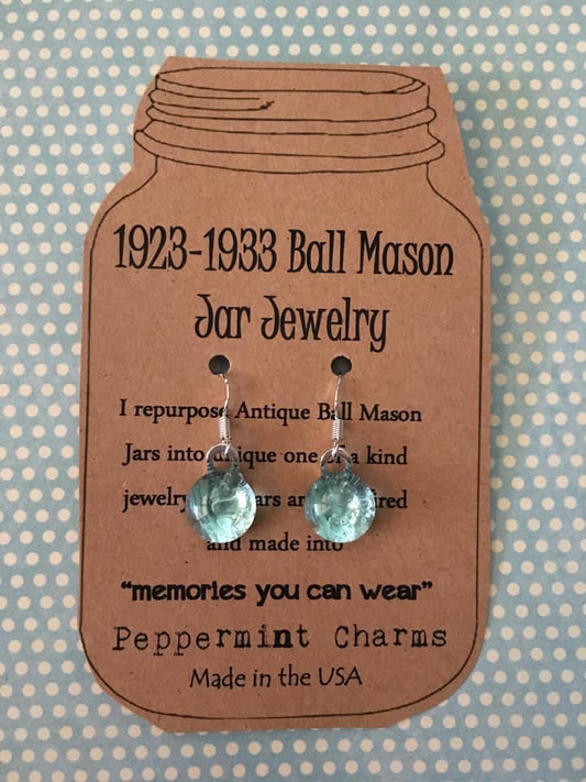 Ball Mason Jar Round Dangle Earrings