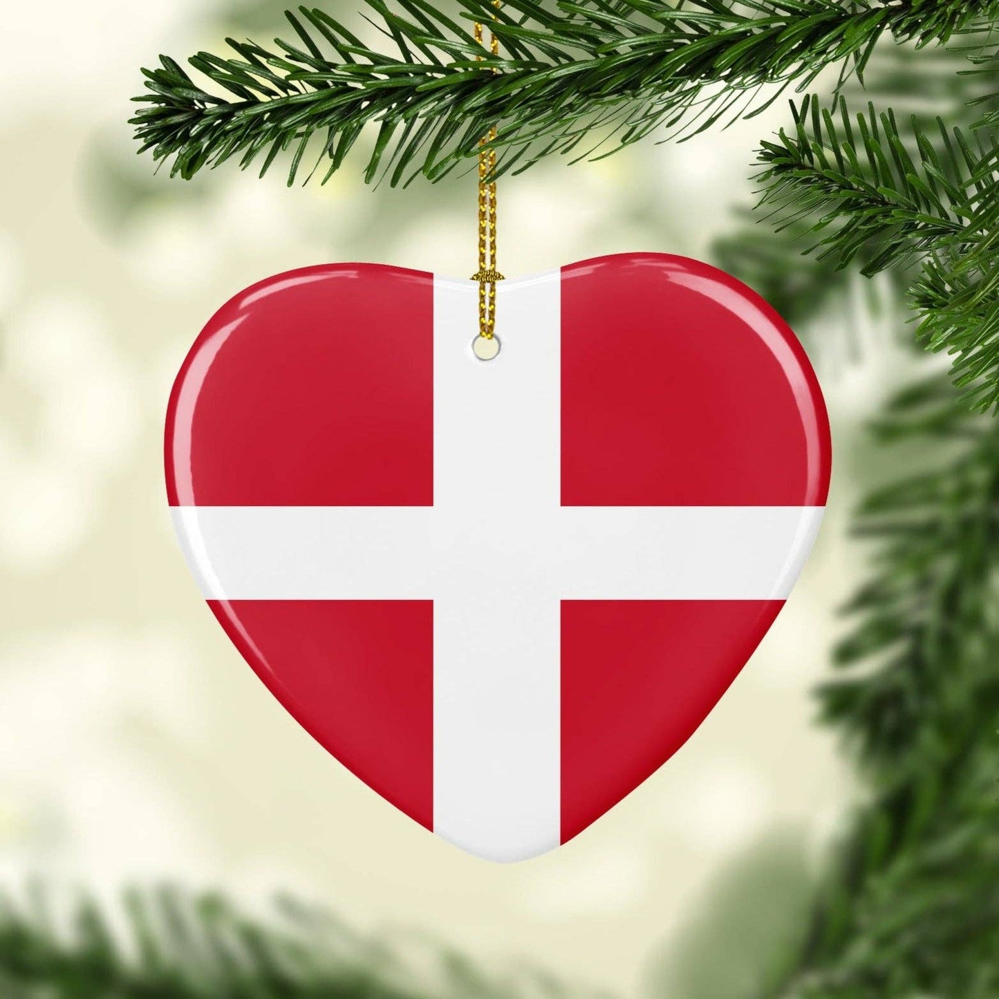 Danish Flag Heart Ornament