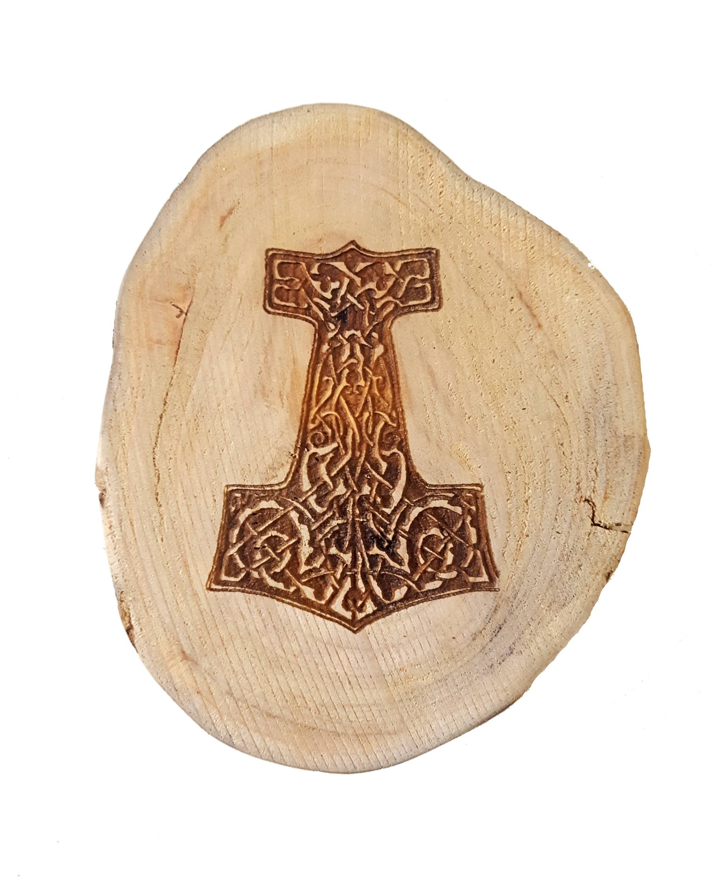 Mjölnir Wood Round Magnet, Tree Slice Fridge Magnet