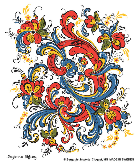 Rosemaling Swedish Dishcloth