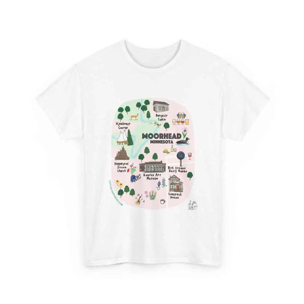 Moorhead City Illustration Map T-Shirts