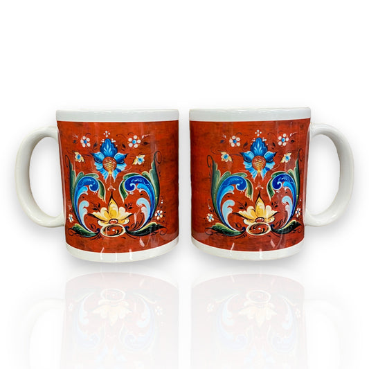 Rosemaling Coffee Mug, Red