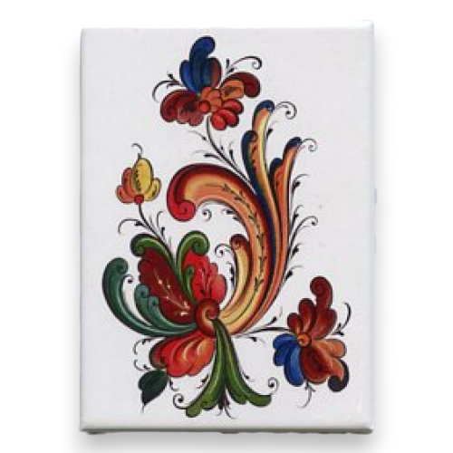 Rosemaling Magnet, White/Red - CLEARANCE