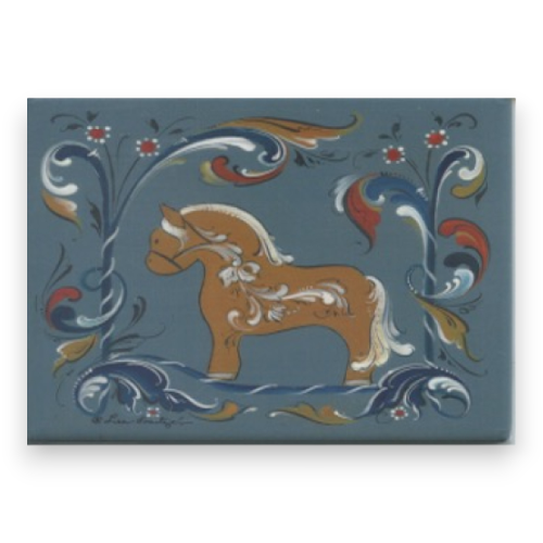 Rosemaling Magnet, Blue Fjord Horse - CLEARANCE