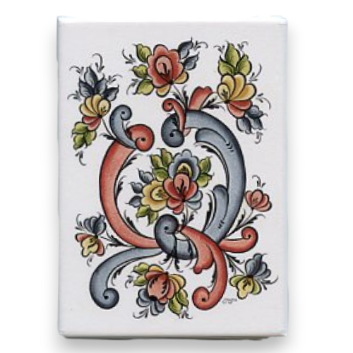 Rosemaling Magnet, White - CLEARANCE