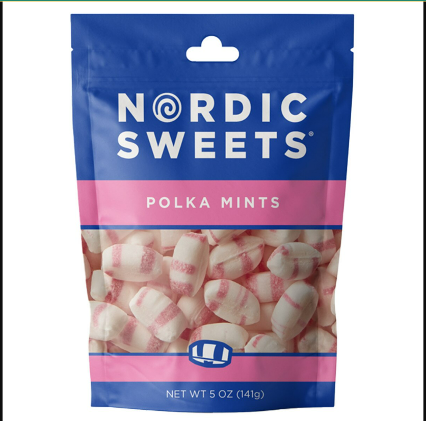 Nordic Sweets® Polka Mints (Peppermint) Resealable Peggable Pouch