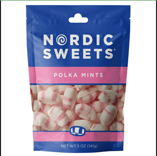 Nordic Sweets® Polka Mints (Peppermint) Resealable Peggable Pouch