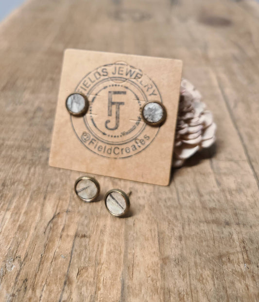 Natural Wood Birch Bark Mini Stud Earrings