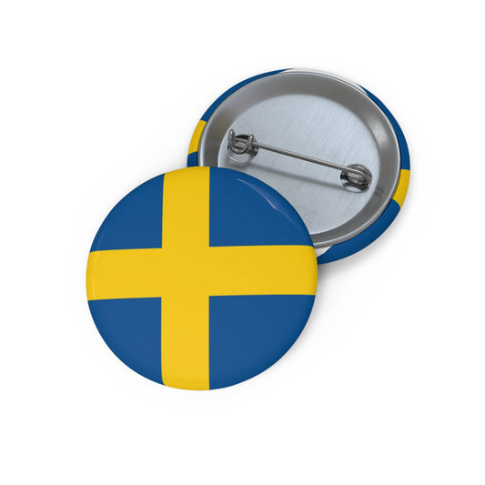 Swedish Flag Pin Back Buttons