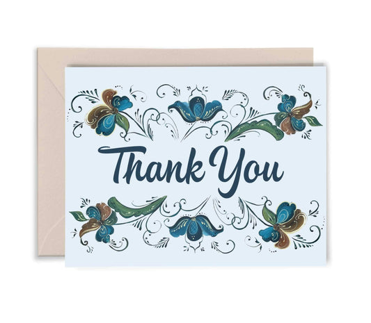 Rosemaling Thank You Card - Elise Watness series