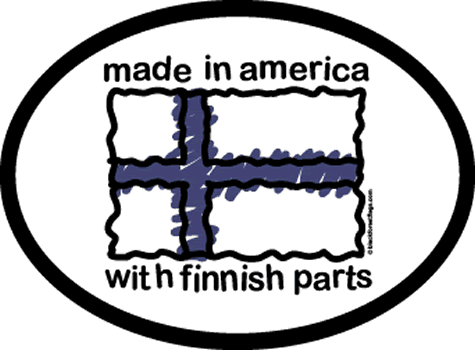 Made in American w/Finnish Parts Oval Sticker