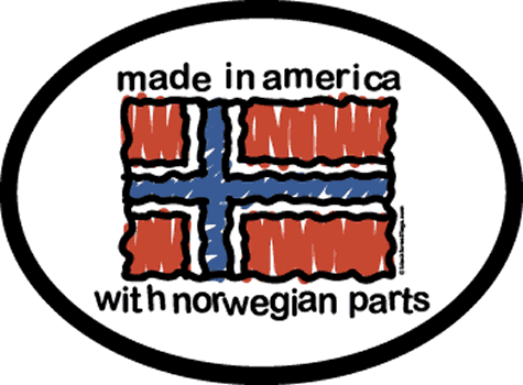 Made in America w/Norwegian Parts Oval Sticker