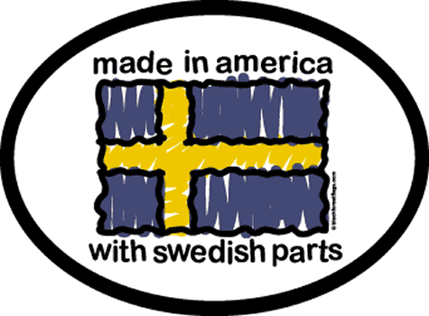 Made in America w/Swedish Parts Oval Sticker
