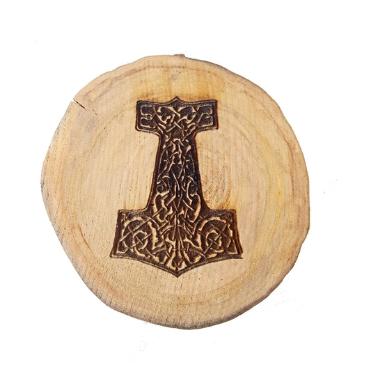 Mjölnir Wood Round Magnet, Tree Slice Fridge Magnet